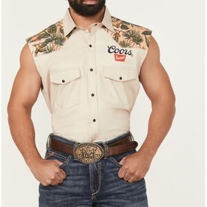 NWOT Coors Boot Barn Exclusive Banquet Logo Sleeveless Snap Bubba Size XL